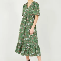 Yumi Green Daisy Print Midi Dress