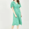Yumi Green Daisy Print Wrap Dress