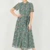 Yumi Green Ditsy Floral Shirt Dress