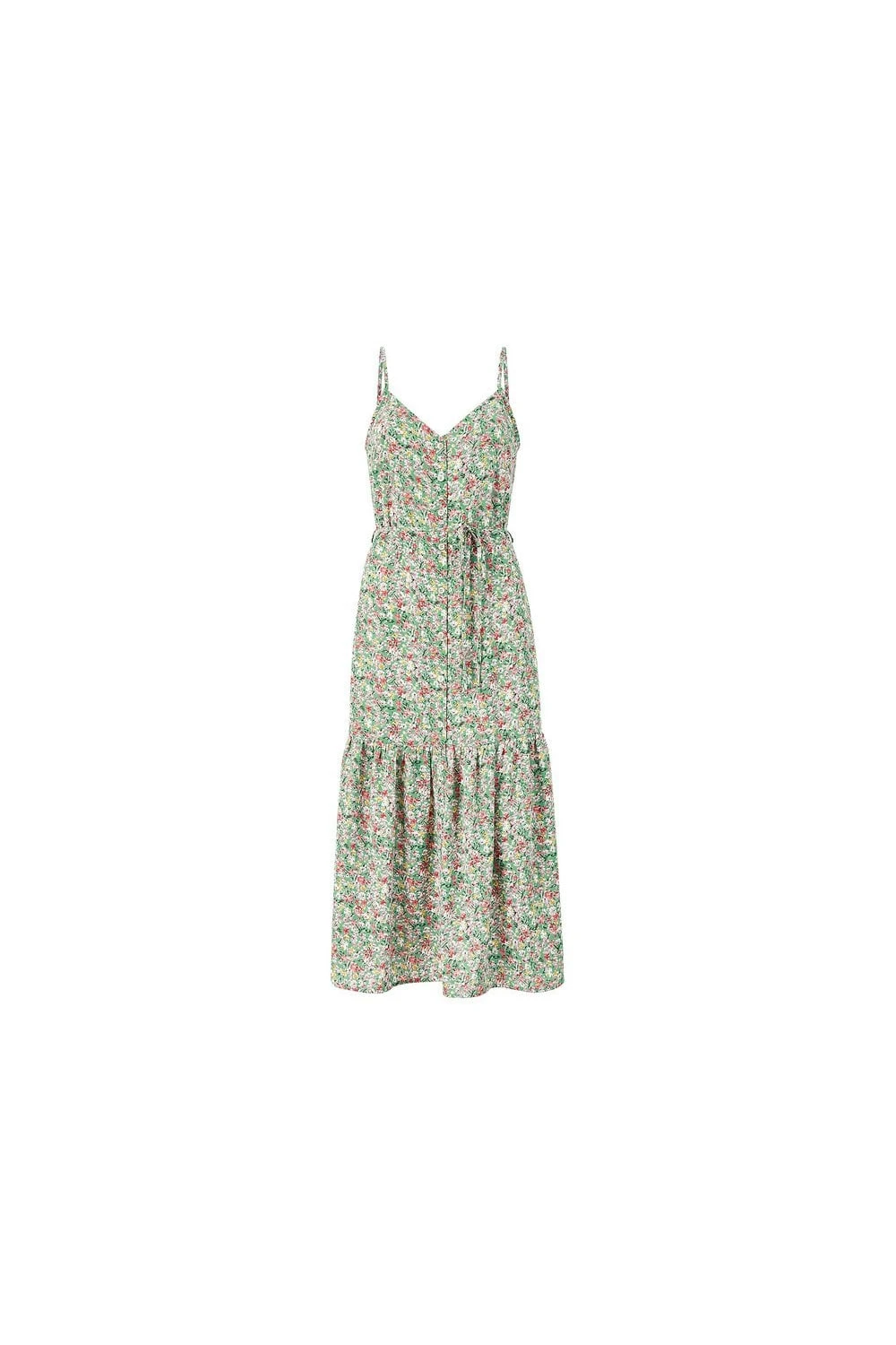 Yumi Green Ditsy Print Midi Frill Dress 4 Yumi Green Ditsy Print Midi Frill Dress - Image 4