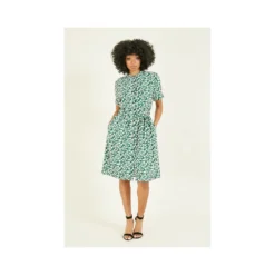 Yumi Green Ditsy Print Shirt Collar Dress -Cheap My Dreamy Dress Store green ditsy print shirt collar dress p135 497 image