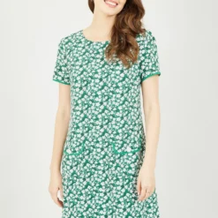 Yumi Green Ditsy Print Tunic Dress