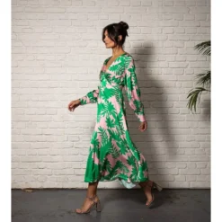 Green Floral Satin Maxi Dress -Cheap My Dreamy Dress Store green floral satin maxi dress p18164 140748 image