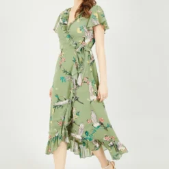 Yumi Green Frill Crane Wrap Midi Dress -Cheap My Dreamy Dress Store green frill crane wrap midi dress p10470 111106 image