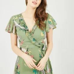 Yumi Green Frill Crane Wrap Midi Dress -Cheap My Dreamy Dress Store green frill crane wrap midi dress p10470 111107 image