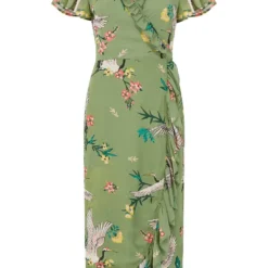 Yumi Green Frill Crane Wrap Midi Dress -Cheap My Dreamy Dress Store green frill crane wrap midi dress p10470 111109 image