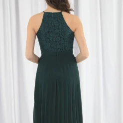 Green Halter Neck Pleated Lace Dress -Cheap My Dreamy Dress Store green halter neck pleated lace dress p19613 146906 image