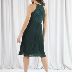 Green Halter Neck Pleated Lace Dress -Cheap My Dreamy Dress Store green halter neck pleated lace dress p19613 146907 image