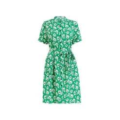 Green Plus Size Floral Tie Shirt Dress -Cheap My Dreamy Dress Store green plus size floral tie shirt dress p7456 67127 image