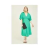 Green Plus Size Kimono Sleeve Midi Dress
