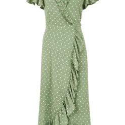 Yumi Green Polkadot Frill Wrap Dress -Cheap My Dreamy Dress Store green polkadot frill wrap dress p10534 111250 image
