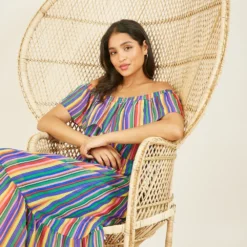 Yumi Green Rainbow Stripe Bardot Maxi Dress 8 Yumi Green Rainbow Stripe Bardot Maxi Dress -Cheap My Dreamy Dress Store green rainbow stripe bardot maxi dress p8025 113966 image