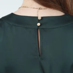 Green Satin Wrap Front Pleated Midi Dress -Cheap My Dreamy Dress Store green satin wrap front pleated midi dress p19829 147816 image