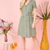 Yumi Green Spot Retro Shirt Dress
