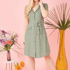 Yumi Green Spot Retro Shirt Dress -Cheap My Dreamy Dress Store green spot retro shirt dress p10220 110541 image