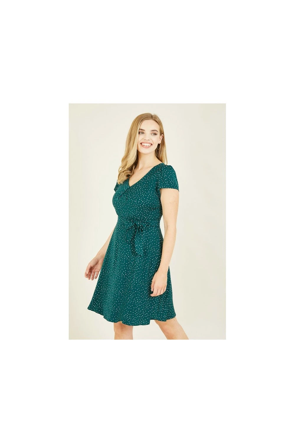 Yumi Green Spot Skater Dress 2 Yumi Green Spot Skater Dress - Image 2