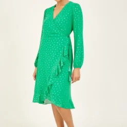 Yumi Green Spotted Frill Long Sleeve Wrap Dress 7 Yumi Green Spotted Frill Long Sleeve Wrap Dress -Cheap My Dreamy Dress Store green spotted frill long sleeve wrap dress p7726 114051 image