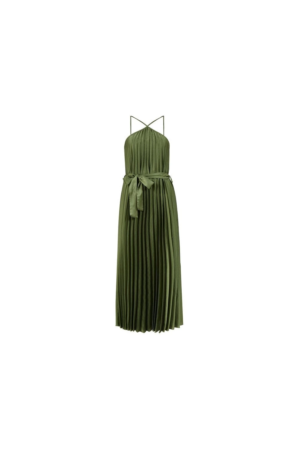 Yumi Green V Strap Satin Pleated Midi Dress 5 Yumi Green V Strap Satin Pleated Midi Dress - Image 5