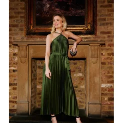 Yumi Green V Strap Satin Pleated Midi Dress 14 Yumi Green V Strap Satin Pleated Midi Dress -Cheap My Dreamy Dress Store green v strap satin pleated midi dress p10183 100279 image