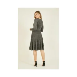 Yumi Grey Lurex Knitted Skater Dress -Cheap My Dreamy Dress Store grey lurex knitted skater dress p9560 104941 image