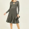 Yumi Grey Lurex Knitted Skater Dress