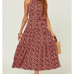 Halter Neck Maxi Layer Dress