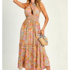 Halter Neck Tie Back Maxi Dress -Cheap My Dreamy Dress Store halter neck tie back maxi dress p14191 122063 image