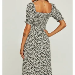 Heart Neck Puff Sleeve Midi Dress -Cheap My Dreamy Dress Store heart neck puff sleeve midi dress p14240 122279 image