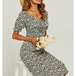 Cheap My Dreamy Dress Store -Cheap My Dreamy Dress Store heart neck puff sleeve midi dress p14240 122280 image