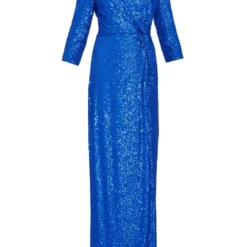 Jacynda Sequin 3/4 Sleeve Wrap Dress With Twist -Cheap My Dreamy Dress Store jacynda sequin 3 4 sleeve wrap dress with twist p19762 147620 image