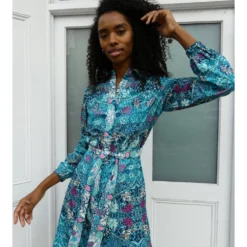 Jolene Blue Print Shirt Midi Dress -Cheap My Dreamy Dress Store jolene blue print shirt midi dress p15504 128199 image