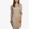Kesley Metalic Shift Dress With Neck Tie