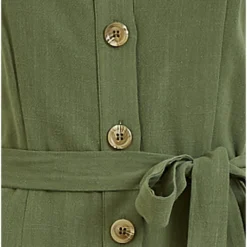 Yumi Khaki Button Up Linen Midi Dress -Cheap My Dreamy Dress Store khaki button up linen midi dress p8300 114657 image