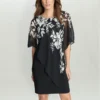 Kiya Asymmetric Dress With Printed Foil Detail