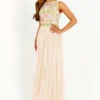 Luvforever Handmade Embellished Detail Cream Maxi Dress