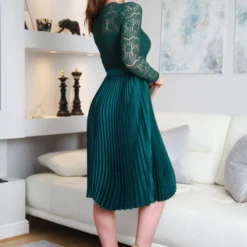 Lux Lace Dress With Pleated Satin Skirt -Cheap My Dreamy Dress Store lux lace dress with pleated satin skirt p19562 146690 image