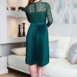 Lux Lace Dress With Pleated Satin Skirt -Cheap My Dreamy Dress Store lux lace dress with pleated satin skirt p19562 146691 image