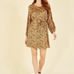 Mela Animal Heart Print Long Sleeve Tunic Dress -Cheap My Dreamy Dress Store mela animal heart print long sleeve tunic dress p16078 130528 image