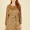 Mela Animal Heart Print Long Sleeve Tunic Dress