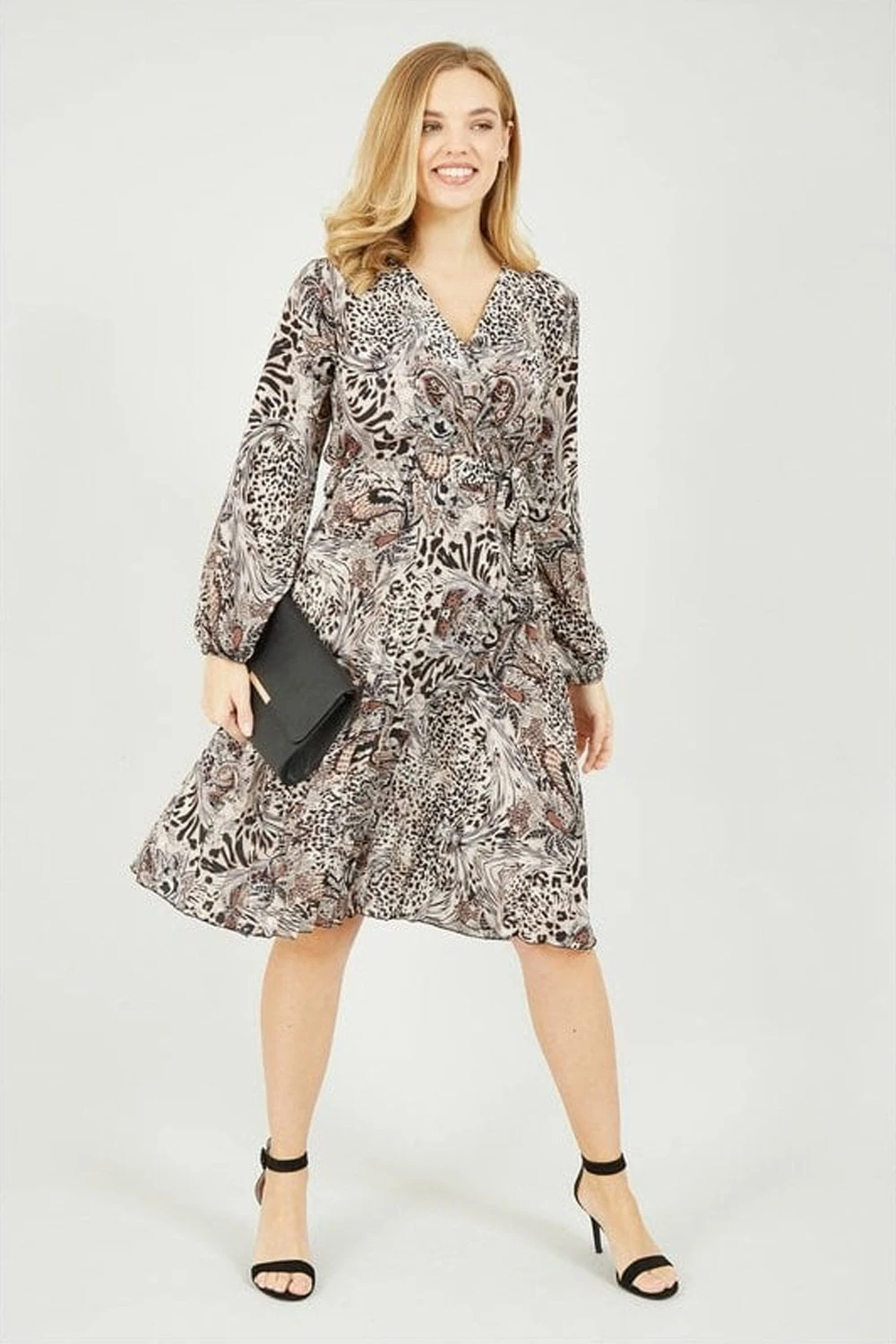 Mela Animal Paisley Wrap Pleated Dress 1 Mela Animal Paisley Wrap Pleated Dress