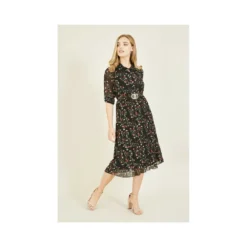 Mela Black Ditsy Floral Pleated Skirt Dress -Cheap My Dreamy Dress Store mela black ditsy floral pleated skirt dress p207 801 image