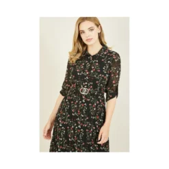 Mela Black Ditsy Floral Pleated Skirt Dress -Cheap My Dreamy Dress Store mela black ditsy floral pleated skirt dress p207 803 image