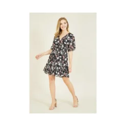 Mela Black Floral Print Wrap Dress 8 Mela Black Floral Print Wrap Dress -Cheap My Dreamy Dress Store mela black floral print wrap dress p104 392 image