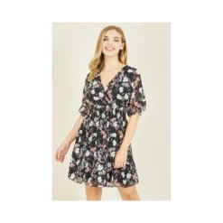 Mela Black Floral Print Wrap Dress 9 Mela Black Floral Print Wrap Dress -Cheap My Dreamy Dress Store mela black floral print wrap dress p104 393 image