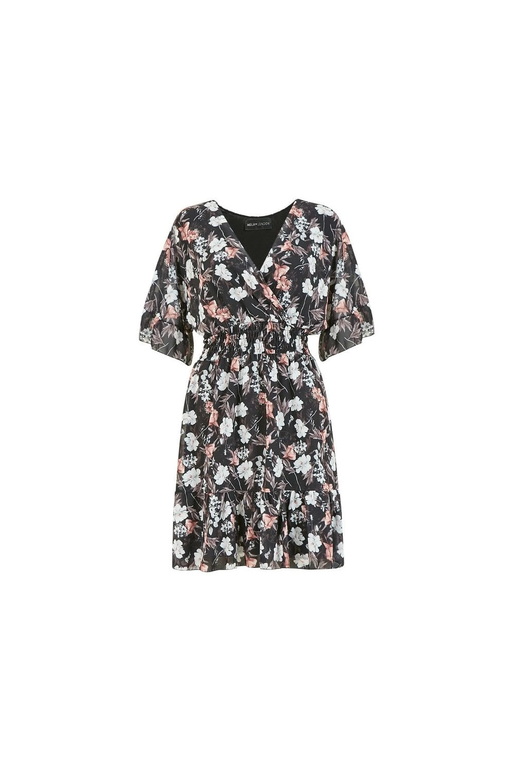 Mela Black Floral Print Wrap Dress 6 Mela Black Floral Print Wrap Dress - Image 6