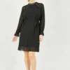 Mela Black Lace Neck Trim Detail Tunic Dress