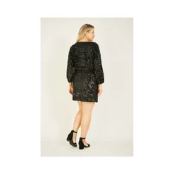 Mela Black Plus Size Sequin Smock Dress -Cheap My Dreamy Dress Store mela black plus size sequin smock dress p9116 95884 image