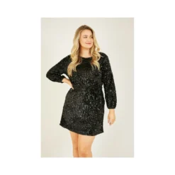 Mela Black Plus Size Sequin Smock Dress -Cheap My Dreamy Dress Store mela black plus size sequin smock dress p9116 95888 image
