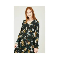 Mela Black Rose Skater Dress With Frill Hem -Cheap My Dreamy Dress Store mela black rose skater dress with frill hem p9513 104821 image