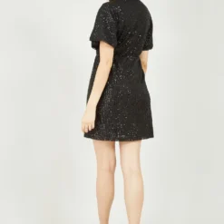 Mela Black Sequin Kimono Sleeve Wrap Dress -Cheap My Dreamy Dress Store mela black sequin kimono sleeve wrap dress p10134 111752 image